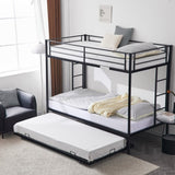 ZNTS Twin Over Twin Bunk Bed with Trundle, Triple Bunk Beds for Kids Teens Adults, Metal Bunk Bed with 18599521