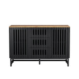 3 Drawer and 4 Shelves Dresser with Slatted Grille Striped Drawer and doors, Modern Style Dresser, W578P193314