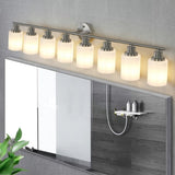 Modern 8-Light Vanity Wall Sconce, Brushed Nickel Finish with Frosted Glass Shades for Bathroom or W1340P206700