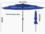 10 FT 3-Layer Solar Patio Umbrella, 32 LED Lights Market Umbrella with Adjustable Tilt, 8-Rib 79057814