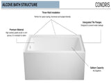 60" x 32" Alcove Bathtub Acrylic Soaking Tub with Integral Apron, Right Drain, Three-Wall T5923P492685