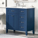 ZNTS 36" Bathroom Vanity with Sink Combo, Blue Bathroom Cabinet with Drawers, Solid Frame and MDF Board 11515323