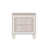 Mid Century Vintage Nightstand with Metal Legs for Bedroom, Velvet Bedside Table with 2 Drawers, N733P183659A