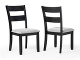 6pc Dining Set Rectangular Table Features Weathered Gray Finish Wood Grain Wide Slat Backs Padded B2741P411550