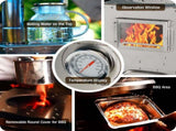 Wood Burning Stove with Oven and Rack - Camping Stove with Chimney Pipe, Stainless Steel Hot 05140052