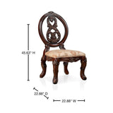 Traditional Brown Cherry 2pcs Side Chairs Tan Fabric Seats w Welt Faux Wood Carved Details Solid B011P237466