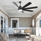 72 Inch Large Ceiling Fans with Lights and Remote Control 6 Wind Speed DC Motor Black for Living W934P230674