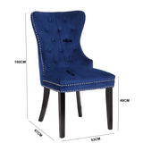 Erica 2 Piece Wood Legs Dinning Chair Finish with Velvet Fabric in Blue 808857565570