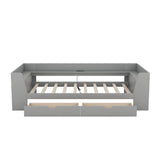 Twin Size Daybed with Shelves, Drawers and Built-In Charging Station, Gray WF306024AAE