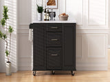 K&K 50.7" Island with Storage Tilt Trash Can Cabinet and Pull Out Cabinet Organizer, Rolling N707P299008B