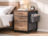 Wood Filing Cabinet with Casters, Washed Grey Fluted, Iron Clad Wood, Melamine Faced, 3 Small 16087281