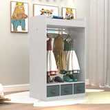 Kids Costume Organizer Costume RackKids ArmoireOpen Hanging Armoire Closet with Mirror-WHITE 27145262