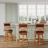 24" Counter Height X-Back Swivel Stool, Natural Finish, Charcoal Fabric Seat B04660718