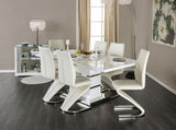 Contemporary Style Z-Shaped Chair Base 2pcs Chairs White Leatherette Chrome Finish Side Chair B011P152662