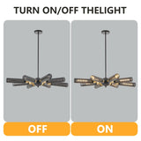 Modern Industrial Sputnik Chandelier, 8-Light Black and Gold Metal Pendant Light with Mesh Shades, W1340P233175