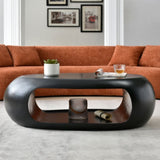 ZNTS 53.93'' Modern Oval Coffee Table, Sturdy Fiberglass Center Cocktail Table Tea Table for Living Room, W876P178609