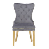 Simba Gold 2 Piece Dinning Chair Finish with Velvet Fabric in Dark Gray 659436250550