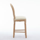 Solid Wood Bar stools Set of 2 Classic French Country Wooden Barstools with Upholstered Seating W1622P221400