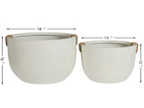 Round Concrete Planter Set of 2, Large Outdoor Indoor Handmade Rustic Decorative Planter Pots with W347P465313