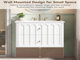 30" Modern Floating Bathroom Vanity with Oval Knobs & Round Edge, Soft-Close Drawer Slides, Bathroom 65789938