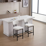 Bar Stools Set of 2, 26 inch Modern Upholstered Fabric Counter Height Barstools, Kitchen Island W3244P310202
