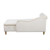 ZNTS Beige Chaise Lounge Indoor,Velvet Lounge Chair for Bedroom with Storage & Pillow,Modern Upholstered W1170100896