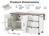 54.5" Farmhouse Kitchen Island with Power Outlet, Kitchen Storage Island with Internal Storage Rack, 48955560