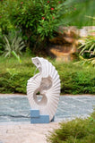 16.9x10.2x31.9" White Abstract Water Fountain with Blue Base with Light, for Indoor and Outdoor W2078138947