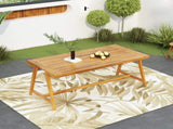 Modern Outdoor Dining Table, Acacia Wood Patio Table with Teak Finish - Weather-Resistant Garden, N770P358870T