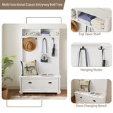 Modern Classic Hall Tree Shoe Rack Bench and Coat Hooks for Hanging Storage, Entryway Bench W2275P210038