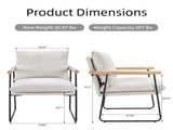 Modern Accent Chair, Comfy Arm Chair with Removable Cushion and Solid Wood Armrests, Linen 47438970