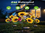 4Pack Solar Sunflower Garden Stake Lights, 3 Sunflower Heads & Butterfly Decor, Warm White LED with 19052995