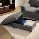 38" Single Sofa with Storage Ottoman, Adjustable Phone Holder, USB Charger, Side Storage Pockets, N723P303462E