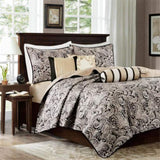 6 Piece Jacquard Quilt Set with Throw Pillows Black King/Cal King B03597448