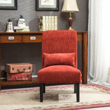 Pisano Contemporary Chenille Fabric Armless Accent Chair with Pillow, Red T2574P164517