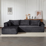 Compression Sectional Couch with Comfy Chaise, Boneless L Shape Sofa with Deep Seat, Minimalist 97457428
