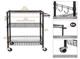 3-Tier New Multipurpose Rolling Cart, Black Color, 495lbs Load Capacity 95381752