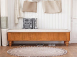 50.8-inch Multi-Functional Ottoman Bench-Solid Rubberwood Bed End Bench with Linen Seat, W1716P409897