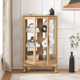 2 Doors Curio Cabinet with Tempered Glass Doors, Curio Cabinets with Mirrored Back Panel and W2275P178895