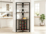 4 Tier Corner Wine Rack with Glass Holder, Storage Shelves and Bottle Display 50861799