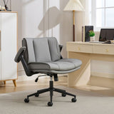 Cross Legged with Flip-Up Armrests Leather, Cross Legged Office on Wheels, Comfy Swivel 18513157