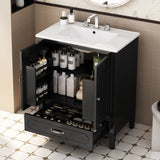 30" Bathroom Vanity with Sink Vintage Style, Multi-functional Storage Space, Door Shelf, N759P218644B
