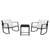 ZNTS Single 2pcs Coffee Table 1pc Exposed Rocking Chair Three-Piece Set Black 86452493