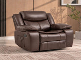 Faux Leather Rocker Swivel Recliner Chair, Manual Reclining Armchair with 360&deg Swivel Base, B2766P587865