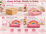 Kids Armchair Toddler Reading Sofa, Full Compression, Teddy Velvet Cute Red Rainbow Shape Kids Sofa 70138544