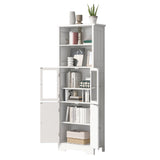 White Tall Storage Cabinet with Shelves and Doors for Bathroom, Kitchen and Living Room, MDF Board WF295070AAK