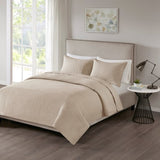 3 Piece Reversible Quilt Set Khaki King/Cal King B035128993