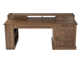 55" Farmhouse Office with Storage Cabinet & Charging Station, Barn Door Design Computer Writing 61456620