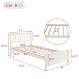 ZNTS Twin Size Wood Platform Bed with Headboard,Footboard and Wood Slat Support, White WF191769AAK