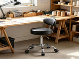 300 lbs Capacity Shop Stool with Backrest, Adjustable Roller Creeper Seat, 360&deg Swivel Padded 23085712